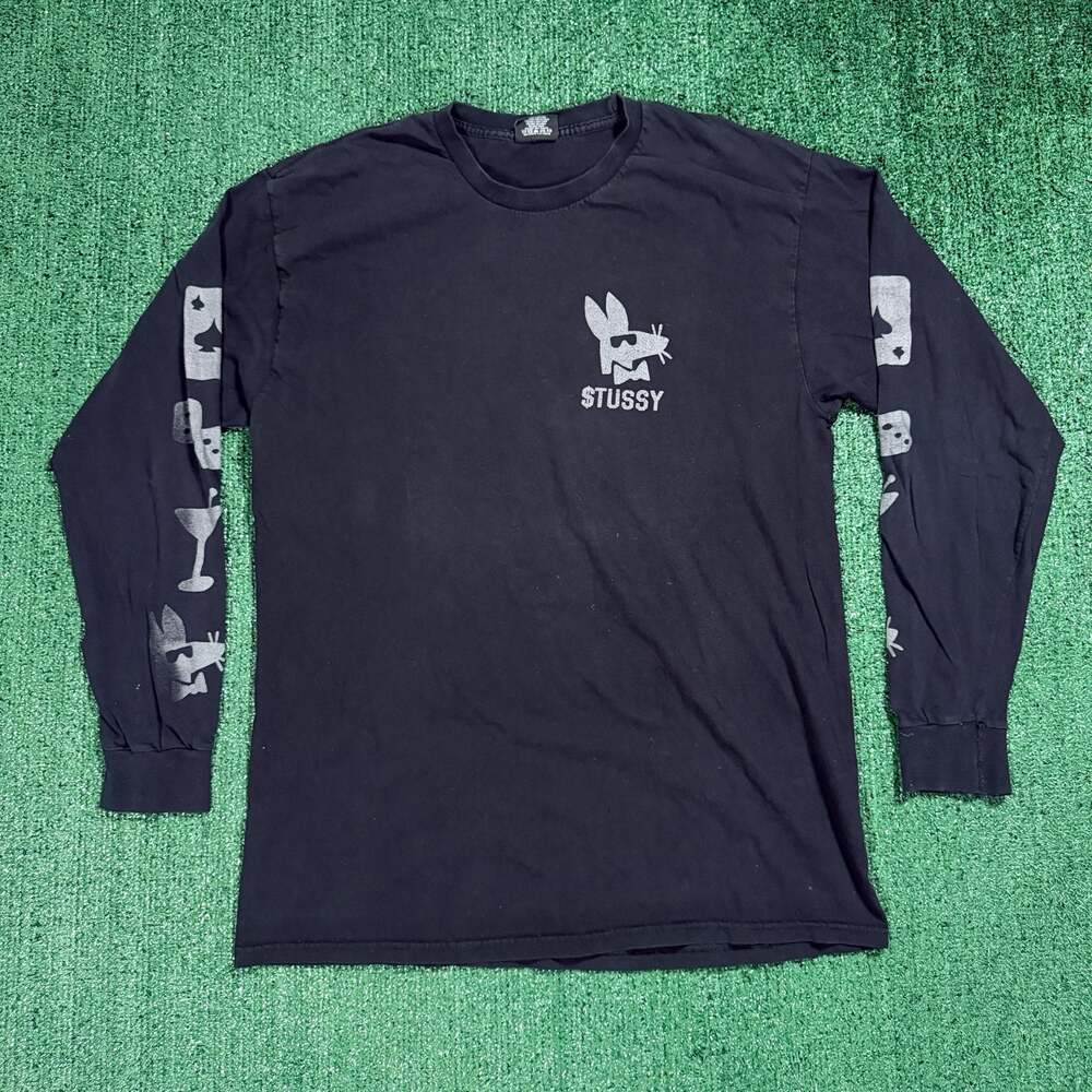 Stussy Stay Paid Long Sleeve T-Shirt Black Made in Mexico Large Streetwear